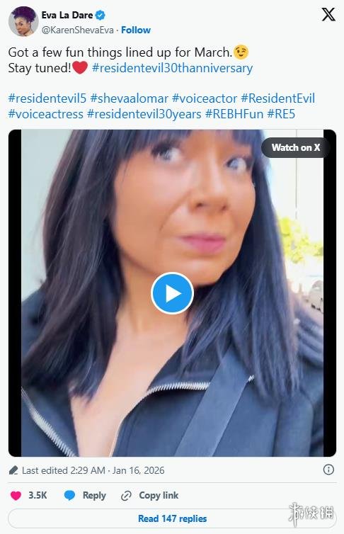 《生化5》重制版要出了?谢娃配音演员爆料3月有大消息(图1) 游侠网1